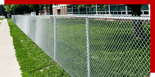 Commercial chain link fencing in front of school